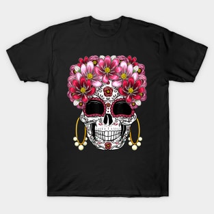 Floral Sugar Skull Halloween T-Shirt